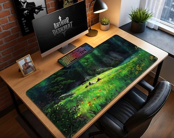 Ghibli Inspired Meadow Desk Mat – Anime Gaming Mouse Pad