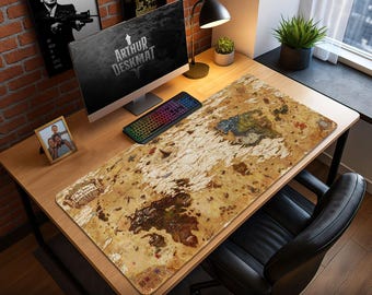 Final Fantasy XIV Mouse Pad – Vintage Eorzea Map Gaming Desk Mat