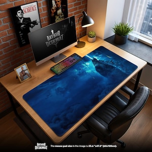 Godzilla Skyline Mouse Pad - Atomic Breath Epic Desk Mat, Monsterverse Gaming Pad, Kaiju Office Decor, Gift for Fans