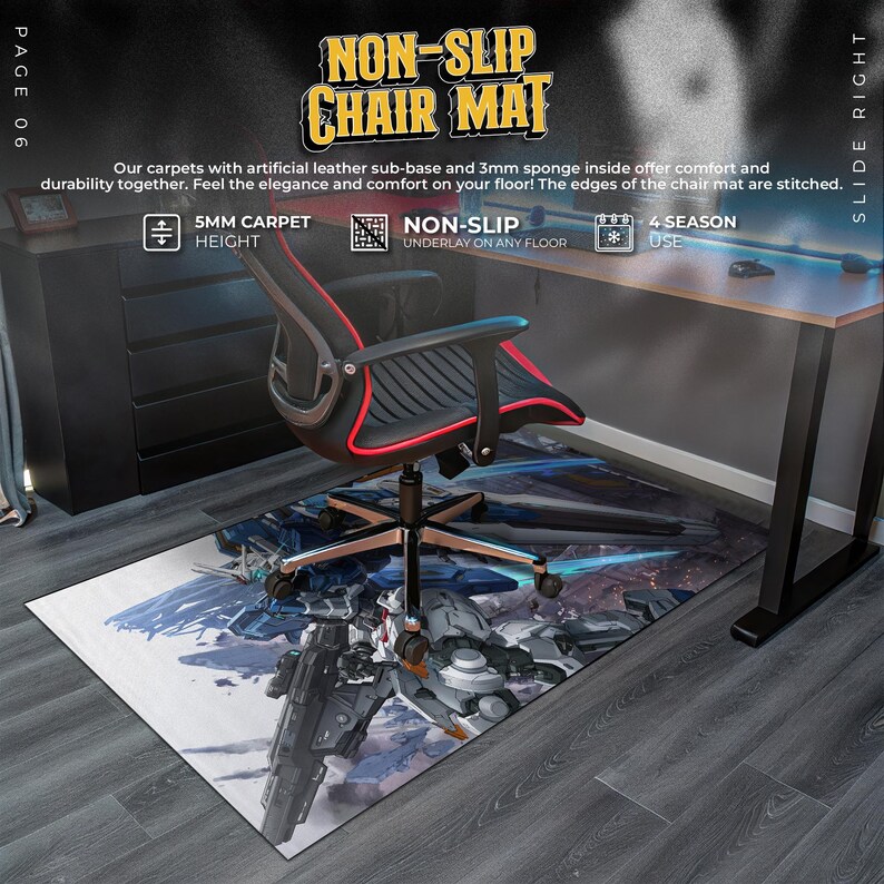 Gundam Mecha Mouse Pad - Blue RX-0 Inspired Mobile Suit Battle Scene Desk Mat, Anime Robot Decor, Gamer Gift