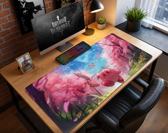 Kirby Mouse Pad – Cherry Blossom Forest, Anime Gaming Desk Mat