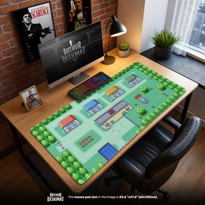 Pokémon Town Map Musmatta – Anime Gaming Skrivbordsmatta, Kanto-inspirerad Skrivbordsdekor, Present för Gamers och Anime Fans