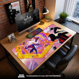 Spider-Verse Mouse Pad – Miles Morales & Gwen in Multiverse Action, Gaming Desk Mat, Superhero Fan Gift