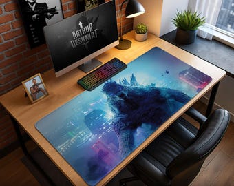 Godzilla Kaiju Desk Mat – Neon City Gaming Mouse Pad