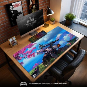 Bastion Overwatch Mouse Pad – Cherry Blossom Tank Gaming Desk Mat, Hero Shooter Decor for Gamers