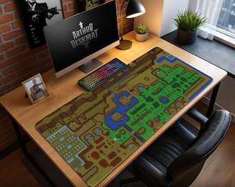 Zelda Hyrule Map Mouse Pad – Retro SNES Gaming Desk Mat