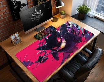 Gengar Pokemon Mouse Pad - Ghost Type Neon Desk Mat, Dark Anime Gaming Mat, Kawaii Pokemon Desk Decor, Gift for Gamers