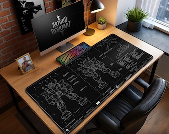 Alfombrilla de ratón Gundam Black Blueprint, tapete de escritorio de anime mecha, alfombrilla de ratón para juegos RX-78 Robot, regalo otaku, decoración de escritorio de ciencia ficción