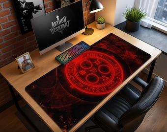 Silent Hill Red Seal Mouse Pad – Occult Horror Circle Desk Mat, Dark Gaming Mat, Creepy Gamer Gift