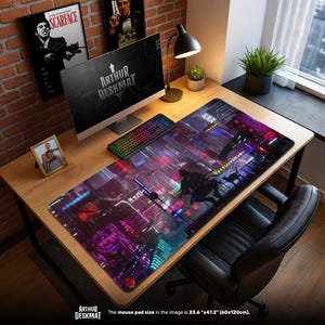 Cyberpunk City Sniper Mouse Pad - Neon Futuristic Skyline Gaming Desk Mat, Sci-Fi Decor, Blade Runner Gift, Tech Setup