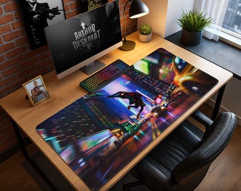 Miles Morales Mouse Pad – Spider-Verse Neon City Desk Mat