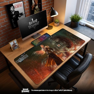 Sephiroth Mouse Pad – Final Fantasy VII Villain Flames of Midgar Design, RPG Gaming Desk Mat, Anime Decor, Fan Gift