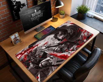 Attack on Titan Levi Mouse Pad - Anime Battle Desk Mat, Dark AOT Gaming Mat, Shingeki Desk Decor, Gift for Anime Fans