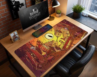 Gravity Falls Desk Mat – Bill Cipher Eye, Mystery Shack Gaming Decor