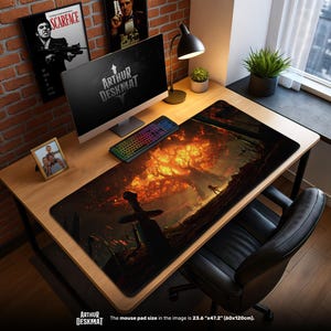 Burning World WoW Mouse Pad – Epic Azeroth Fire Tree Gaming Desk Mat, World of Warcraft Decor, Fantasy Gamer Gift