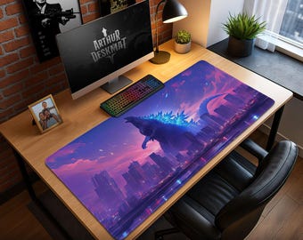 Godzilla Mouse Pad – Neon City Kaiju Anime Desk Mat