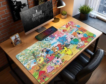 Pokemon Picnic Mouse Pad – Kawaii Kanto Desk Mat, Cute Pikachu Mousepad for Gamers, Anime Gift for Pokemon Fans