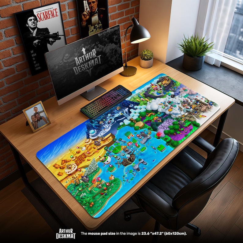 Super Mario World Map Desk Mat – Colorful Kingdom Gaming Mouse Pad - Etsy