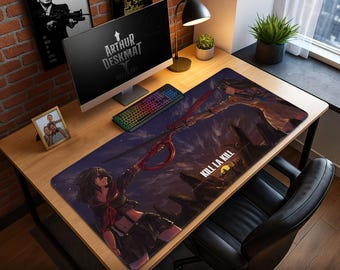 Kill la Kill Mouse Pad - Ryuko vs Satsuki Sunset Duel Scene, Anime Gaming Desk Mat, Scissor Blade Gift for Fans