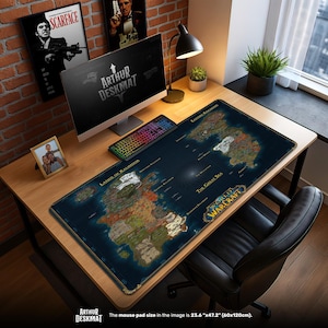 WoW Kalimdor & Eastern Kingdoms Mouse Pad – World of Warcraft Gaming Desk Mat, Azeroth Map Gift for Gamers