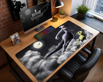 Mewtwo Night Sky Mouse Pad - Legendary Pokemon Desk Mat with Pikachu and Mew, Dark Anime Gaming Mousepad Gift