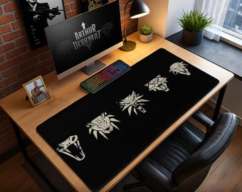 Witcher School Emblems Mouse Pad – Minimalist Gaming Desk Mat