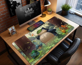 Snorlax Forest Retreat Mouse Pad – Tranquil Pokémon Scene Gaming Desk Mat, Kawaii Nature Decor Gift