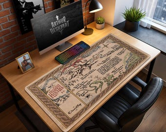 The Hobbit Thror’s Map Mouse Pad - Smaug Lonely Mountain Gaming Desk Mat, Middle Earth Fantasy Desk Decor Gift
