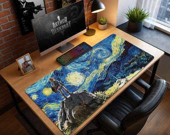 Zelda Starry Night Desk Mat, Van Gogh Hyrule Gaming Pad