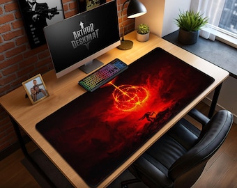 Elden Ring Maus Pad - Geschützter Krieger Schreibtischmatte, Dark Fantasy Gaming Pad, Erdtree Symbol Schreibtisch Deko Geschenk