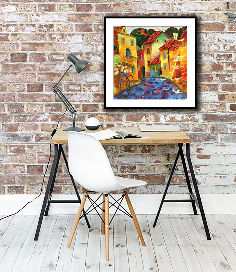 Fine Art Print Giclee art Print City art wall art print silk painting city scape print modern fine art Prague painting Europe Painting image 4