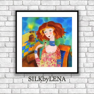 Fine Art Print Giclee art Print Figurative Art wall art print silk painting fine art print modern fine art Portrait painting image 1