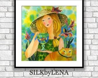 Fine Art Print Giclee art Print  Figurative Art  wall art print silk painting fine art print modern fine art Portrait painting