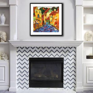 Fine Art Print Giclee art Print City art wall art print silk painting city scape print modern fine art Prague painting Europe Painting image 5