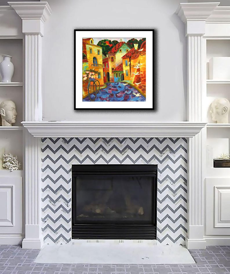 Fine Art Print Giclee art Print City art wall art print silk painting city scape print modern fine art Prague painting Europe Painting image 5