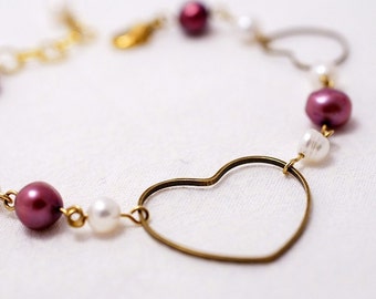 Vintage Hearts & Pearls Bracelet