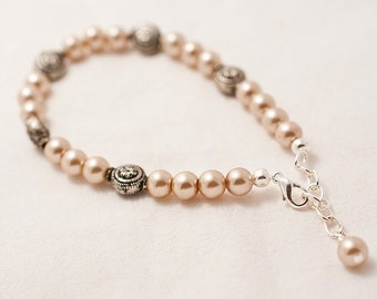 Antique Silver & Golden Pearls Bracelet