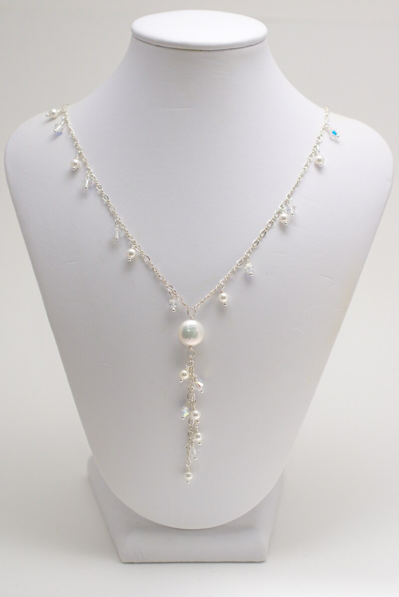 Pearl /& Sparkle Y Necklace