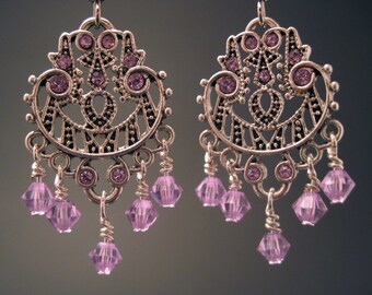 Sparkling Lilac Swarovski Chandelier Earrings