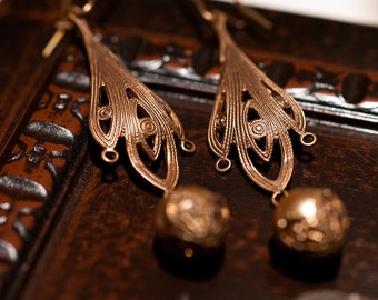 Bewitching Brass & Pearl Earrings