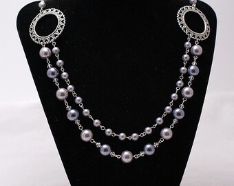 Double Strand Swarovski Pearl & Crystal Necklace