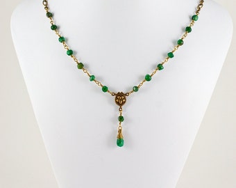 Graceful Green & Gold Aventurine Necklace