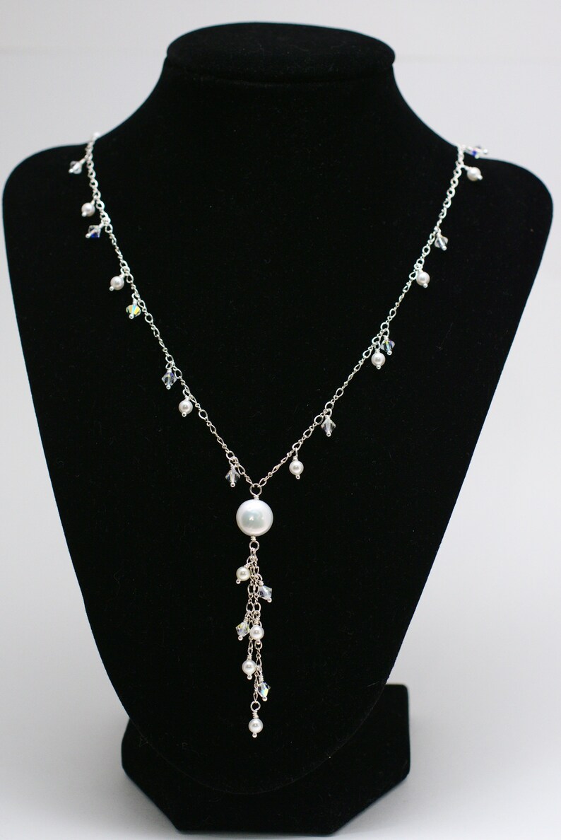 Pearl /& Sparkle Y Necklace