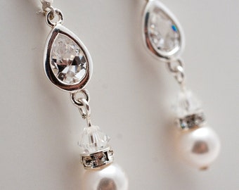 Teardrop Crystal & Silver Earrings