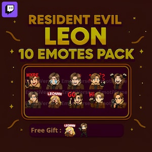 Resident Evil Leo | Pacote com 10 emotes | Resident Evil 4 | Twitch/Discord