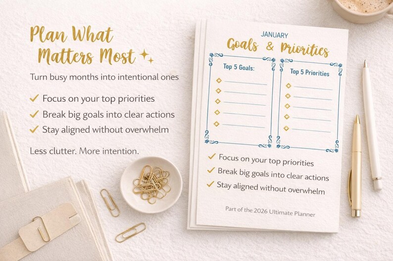 2026 Monthly Planner Printable | Canva Editable, Goals & Priorities ...