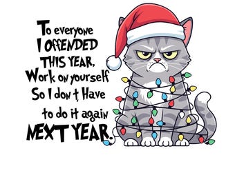 Gato Navidad PNG SVG Trabaja en ti mismo Divertido Descargar (Descarga digital)