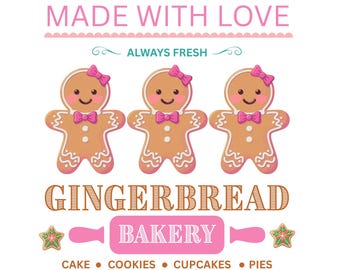 Panadería de jengibre navideña PNG SVG, Feliz Navidad (Descarga digital)