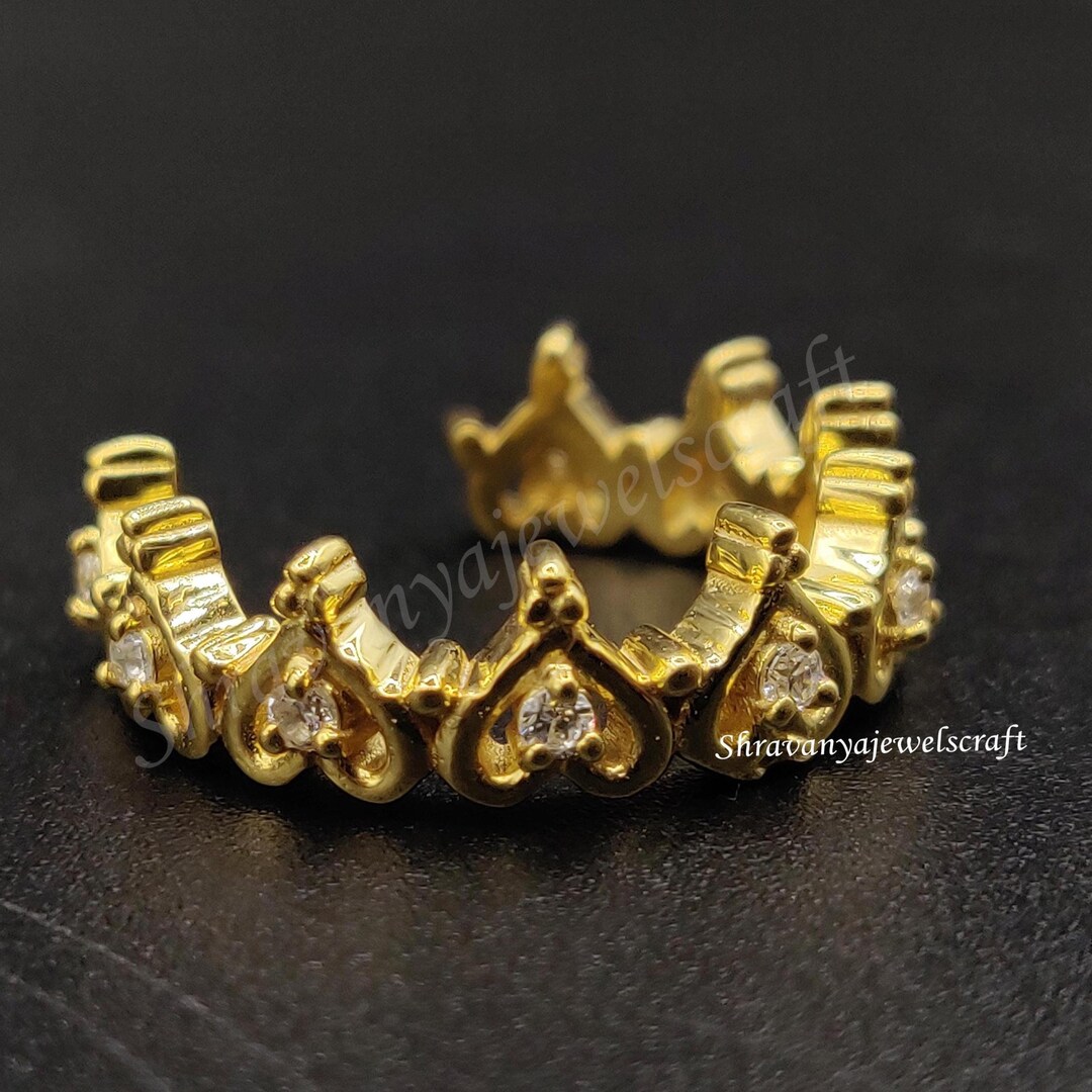 Sterling Silver 14k Yellow Gold Plated Toe Ring Adjustable Tiara Toe ...