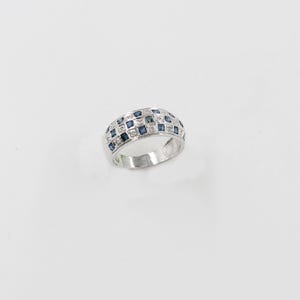 Natural Blue Sapphire Diamond Silver Ring, Solid 925 Silver Ring, Stackable Ring, Minimalist Ring, Handmade Ring, Sapphire Gift For Her